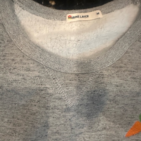 Marine Layer Gray Crewneck Sweatshirt Carrot Embroidery Size M - Picture 3 of 3